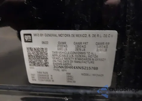 2022 Chevrolet Blazer Awd 2Lt из США, поврежденный, VIN 3GNKBHR4XNS215769